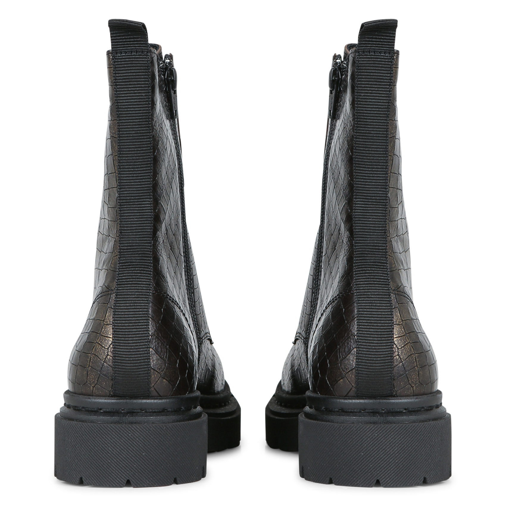 MARDA - Bottines en cuir embossées croco | Noir