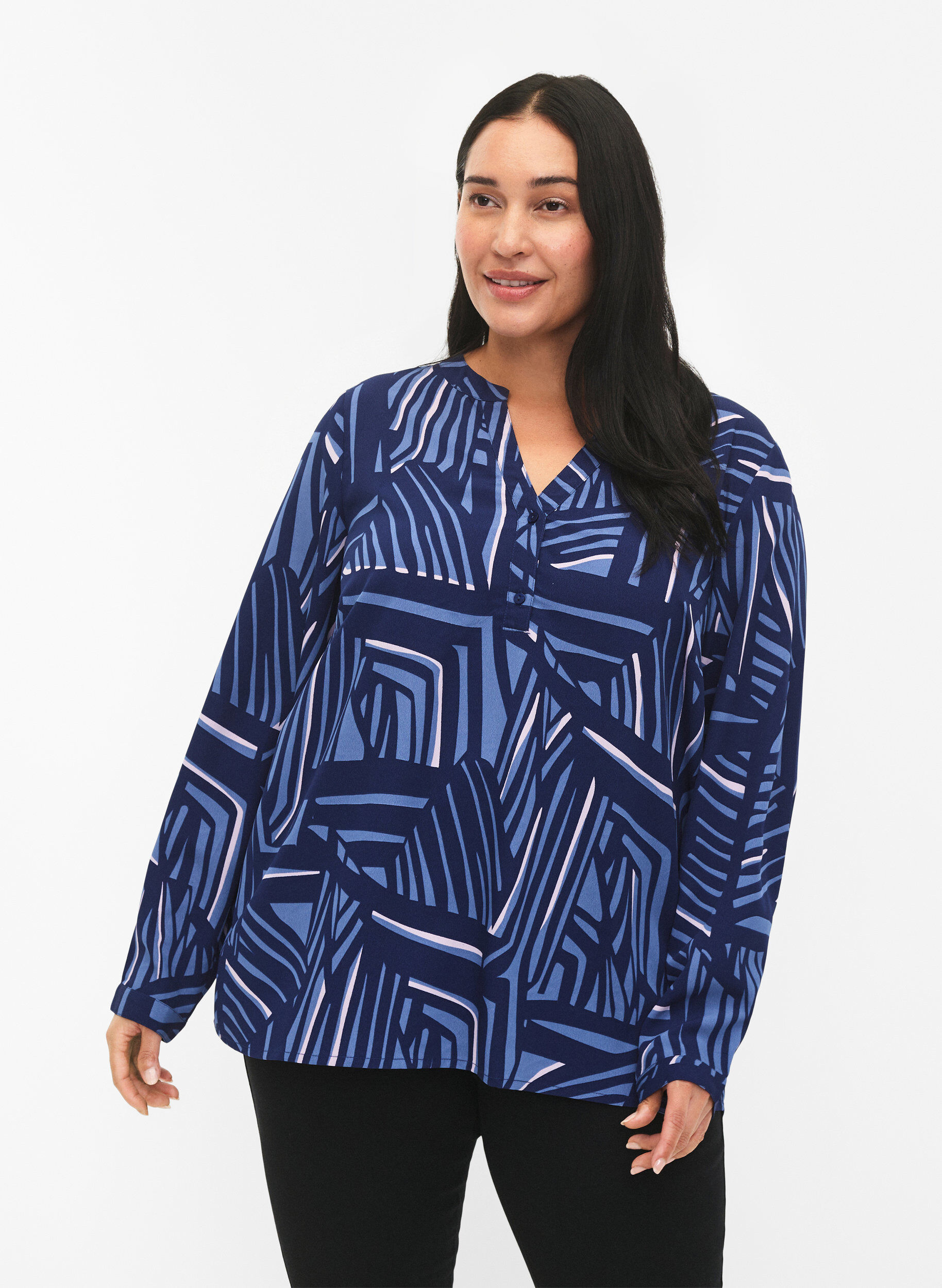 FLASH - Langærmet bluse med print
