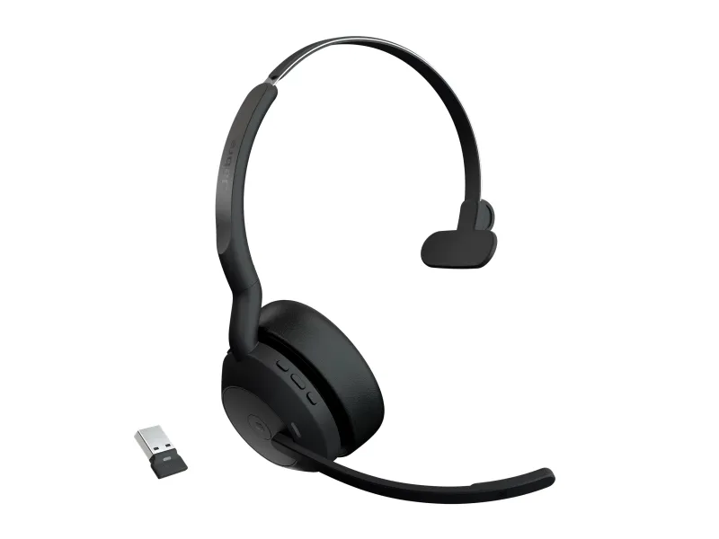Jabra Evolve2 55 MS Mono - Headset - på øret - Bluetooth - trådløs - aktiv støjfjerning - USB-A via Bluetooth adapter - sort - Zoom Certified, Cisco Webex Certified, Tencent Meeting Certified, Alcatel-Lucent Certified, Avaya Certified, Unify Certifie
