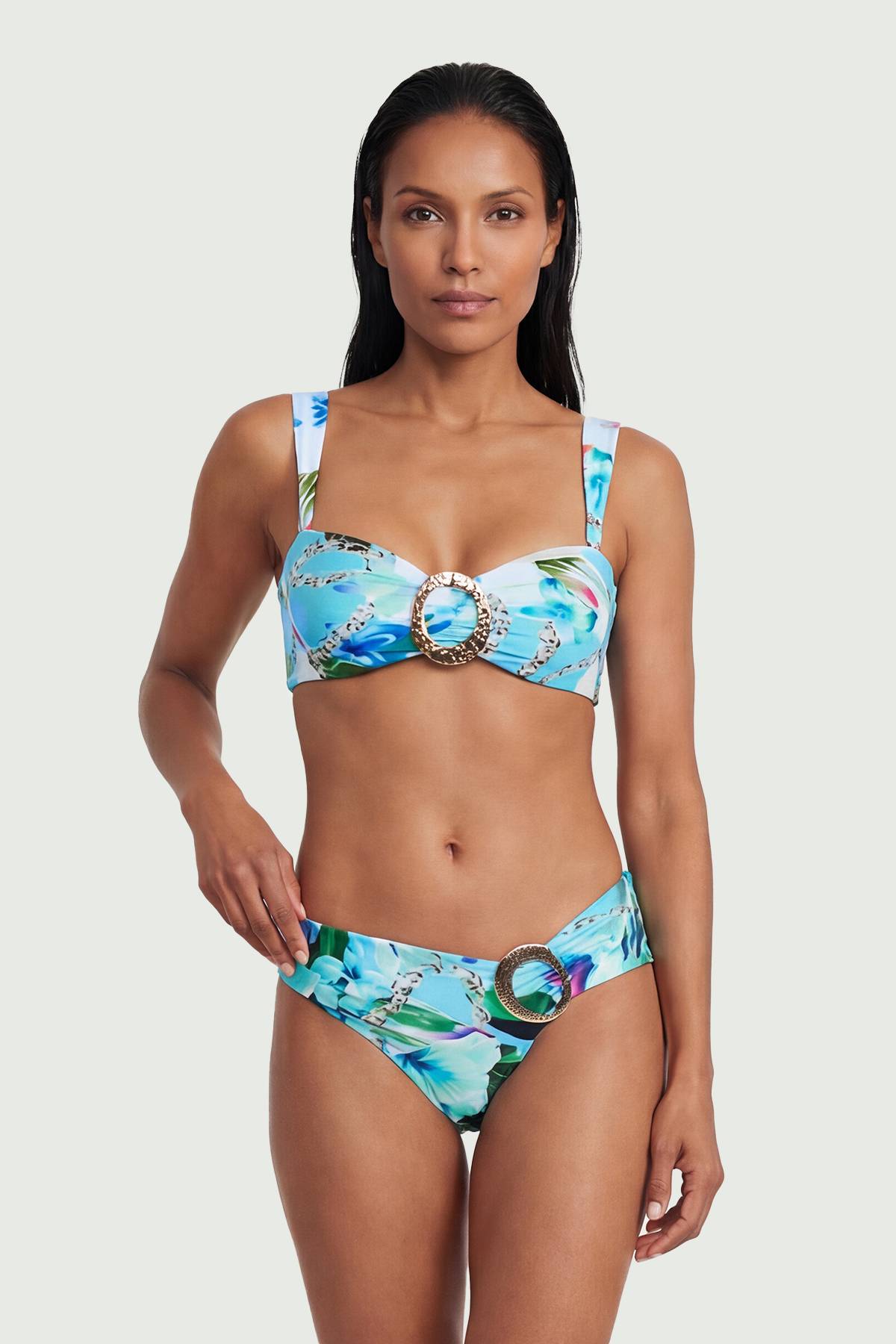 KarenMillen Bas De Bikini À Imprimé Chaîne Avec Détails De Finition Métallique