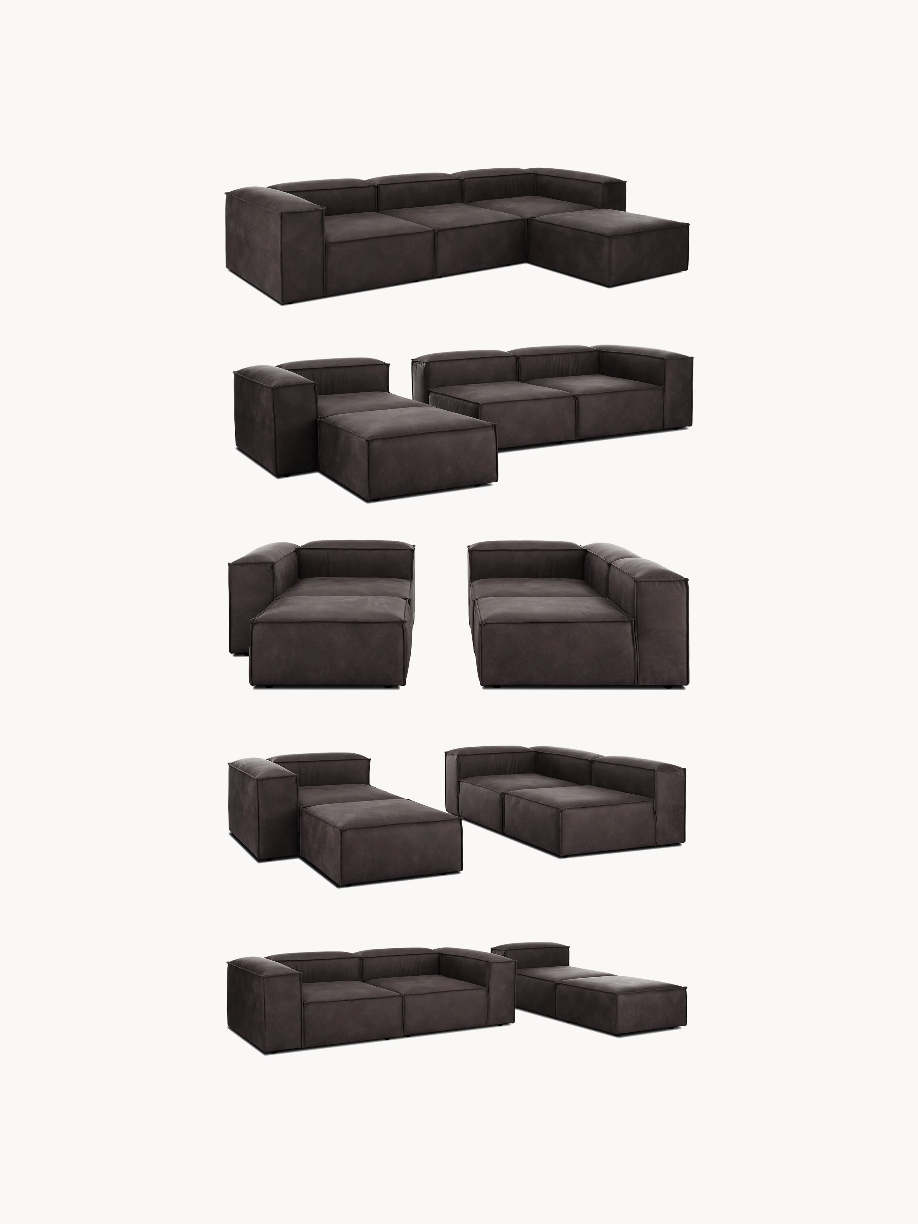 Modulaire chaise longue Lennon van gerecycled leer