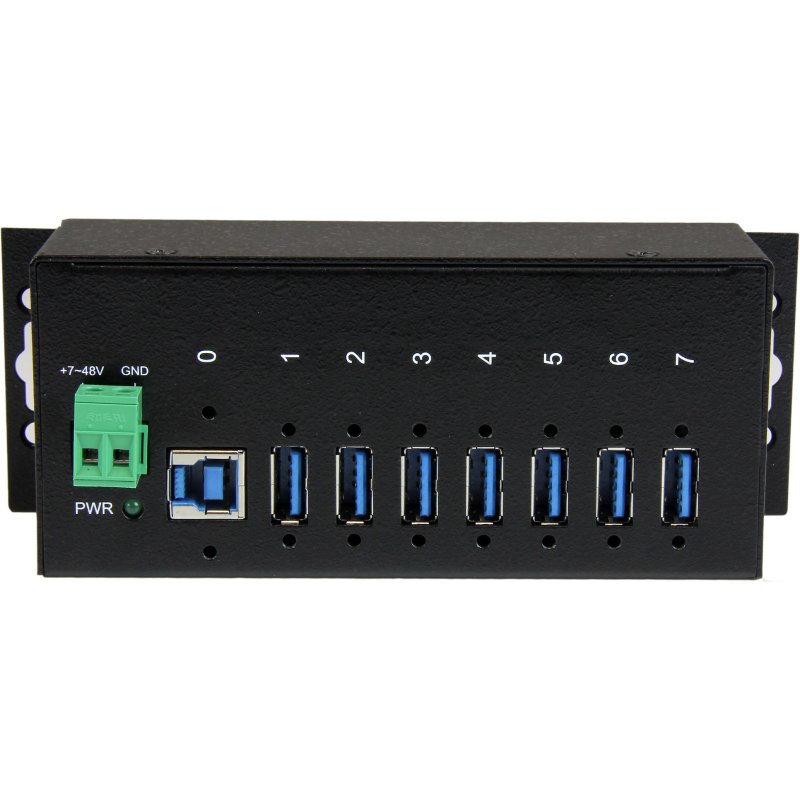 StarTech.com Hub USB 3.0 à 7 ports - 5Gbps - Hub USB-A industriel en métal avec protection ESD et protection contre les surtensions de 350W - Montage sur rail DIN, mural ou sur bureau - Hub d'extension USB conforme TAA
