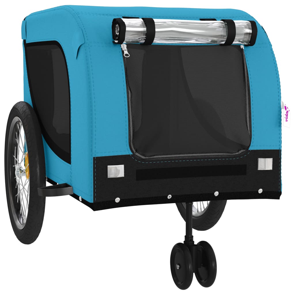 vidaXL Reboque para Bicicleta para Animais de Estimação em Tecido Oxford Azul e Preto
