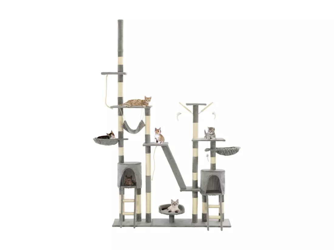 Arbre à chat avec griffoirs en sisal 230-250 cm Gris