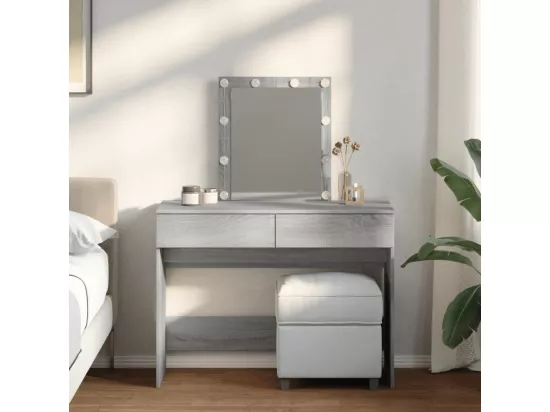 Coiffeuse avec LED sonoma gris 100x40x130 cm