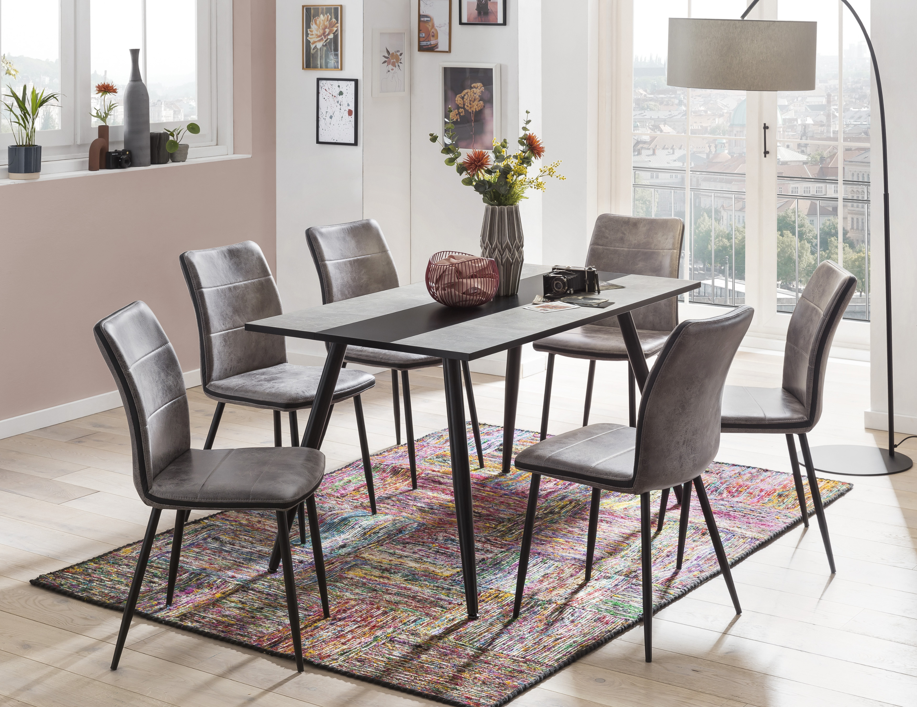 Polsterstuhl CAROLINE 4er Set grau