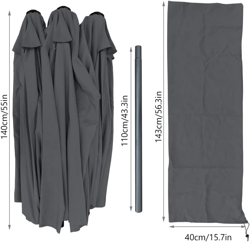 VOUNOT Doppelsonnenschirm mit Handkurbel, Sonnenschirm Marktschirm Gartenschirm Terrassenschirm, Sonnenschutz, 460 x 270 cm, Grau