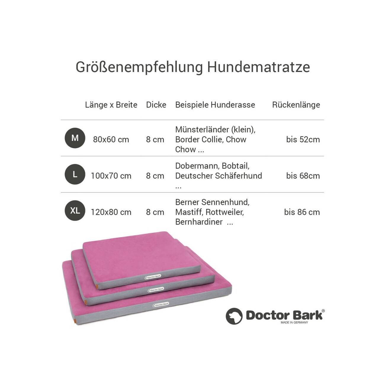 Doctor Bark Hundematratze pink M