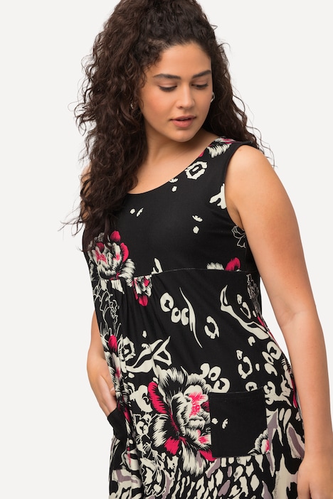Jerseykleid, Quernaht, A-Linie, Rundhals, ärmellos