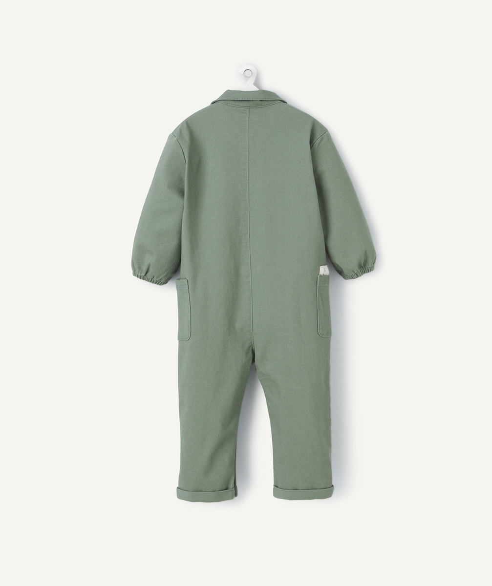 COMBINAISON MANCHES LONGUES BÉBÉ FILLE KAKI DÉTAILS AVEC FLEURS