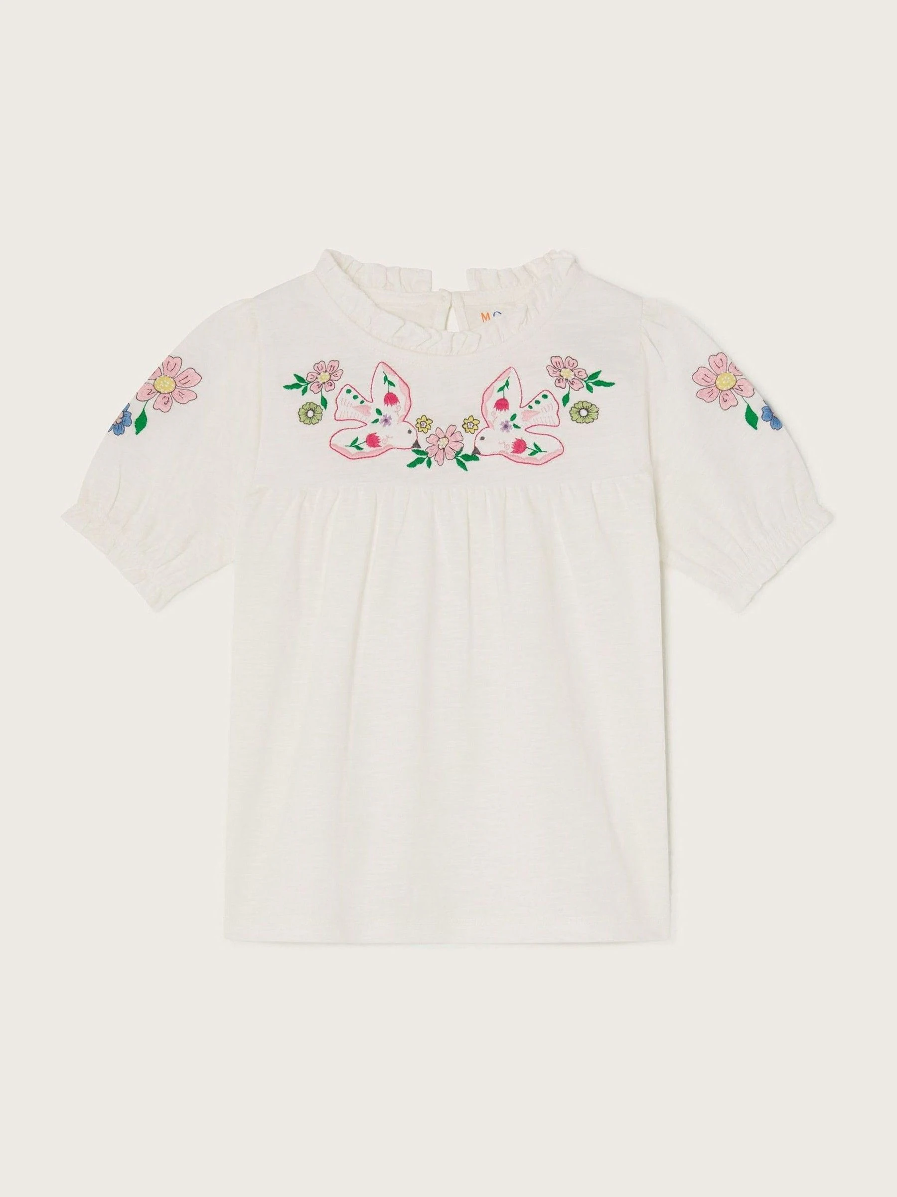 Monsoon blouses van 100% katoen met duifborduursel en korte mouwen