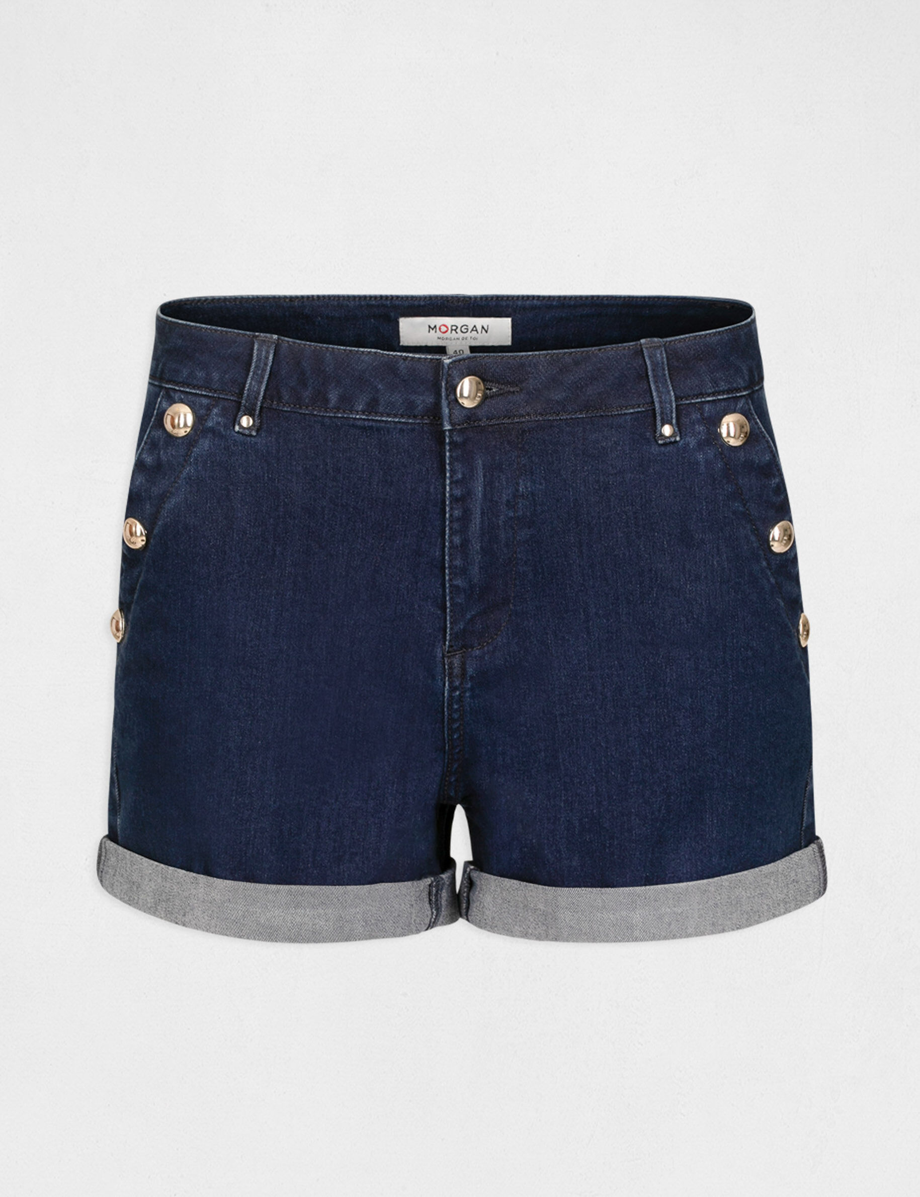 Short slim en jean à pont jean brut femme - jean_brut