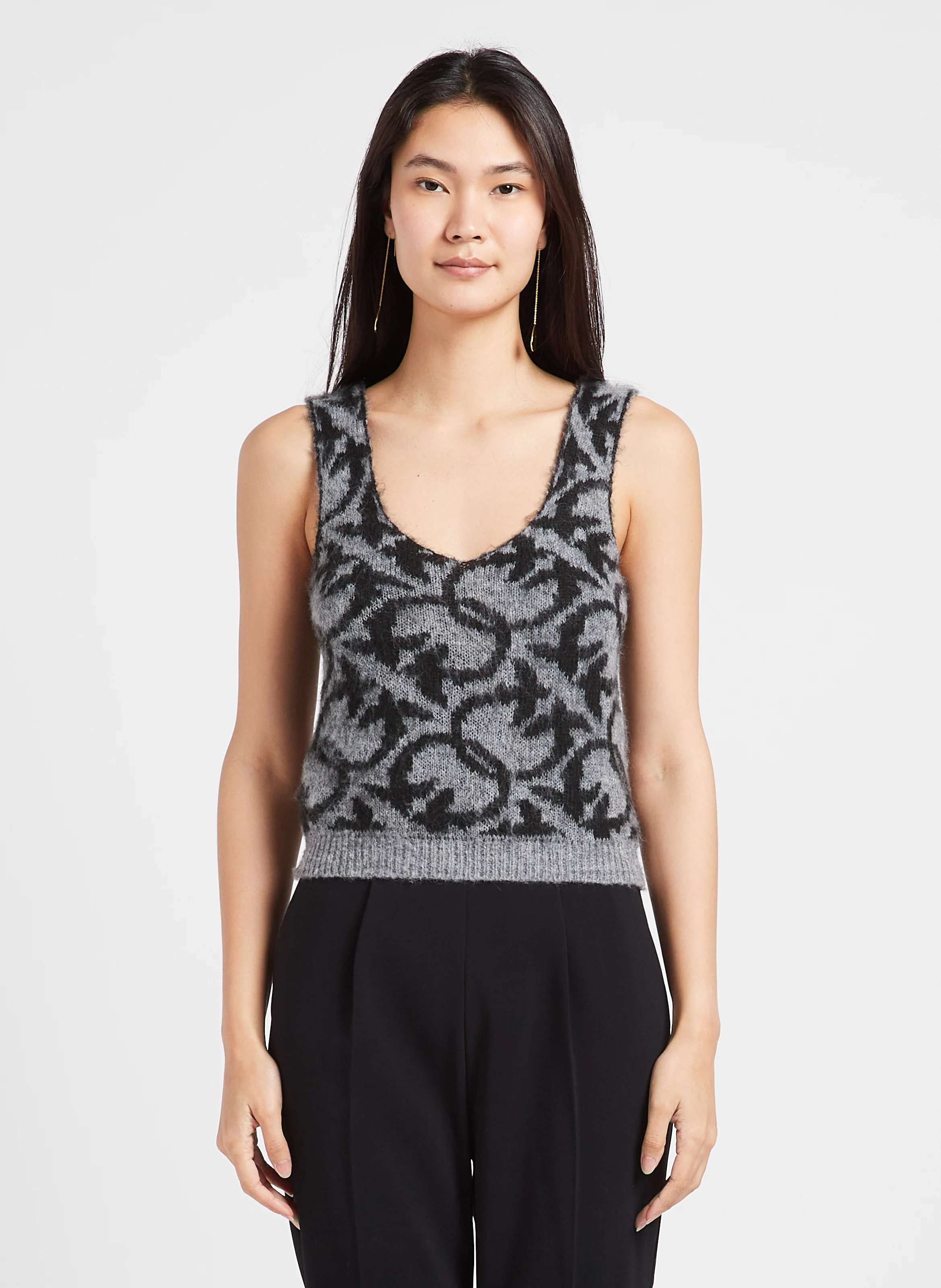 MUCCA - Top jacquard col v | Gris