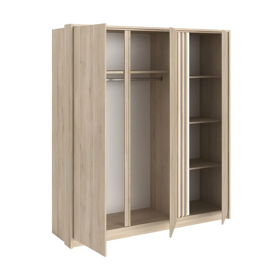 Kledingkast Evi 3-deurs - eikenkleur - 203x185x52 cm