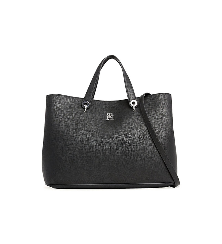 Bolsa tipo pasta Tommy Hilfiger TH Emblem preta