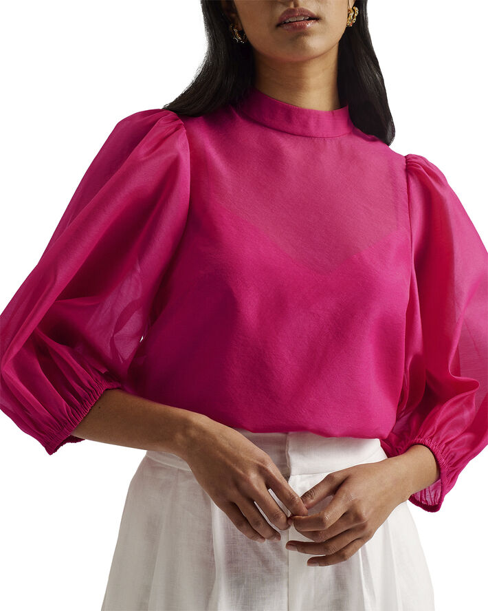 Ted Baker FRIAS Sheer Organza Top with Balloo Brt-pink