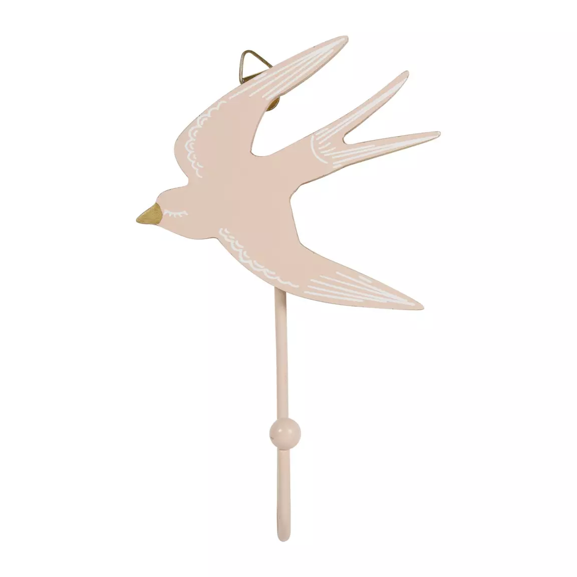 Patère enfant bois Oiseau Rose