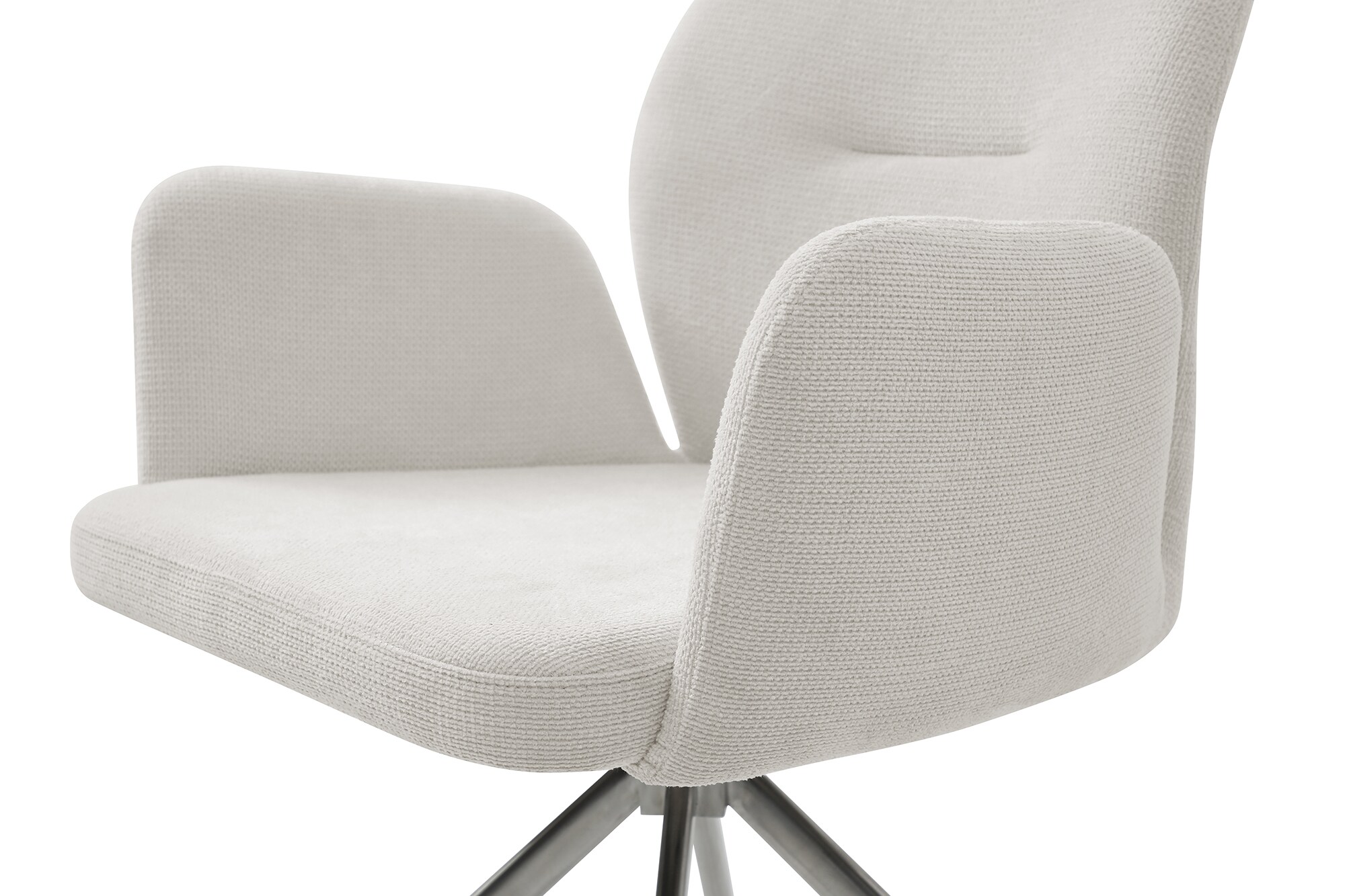 Armlehnstuhl Drehfunktion creme Esszimmerstuhl Polsterstuhl Wohnzimmer Stuhl