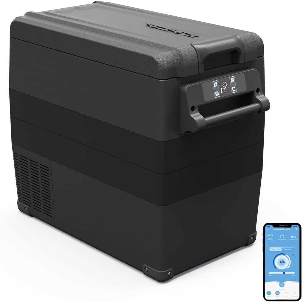 Alpicool NCF55 50L Kompressor Kühlbox 12V tragbarer Mini-Kühlschrank elektrische Gefrierbox klein Gefrierschrank für Auto camping, Lkw, Boot, -20℃ bis 20℃(Schwarz)