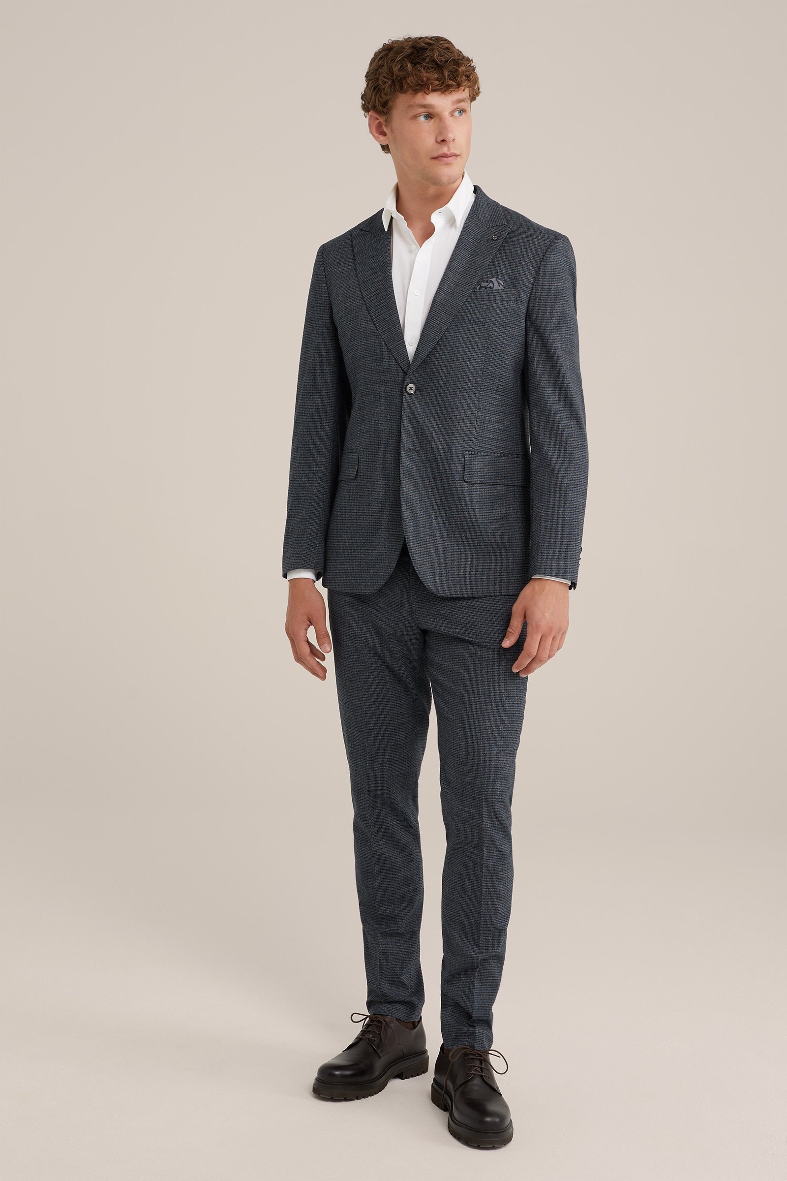 slim fit blazer met dessin WE Fashion Donkergrijs