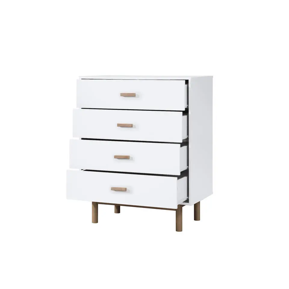 Melanie - Commode met 4 laden in spaanplaat van wit eiken