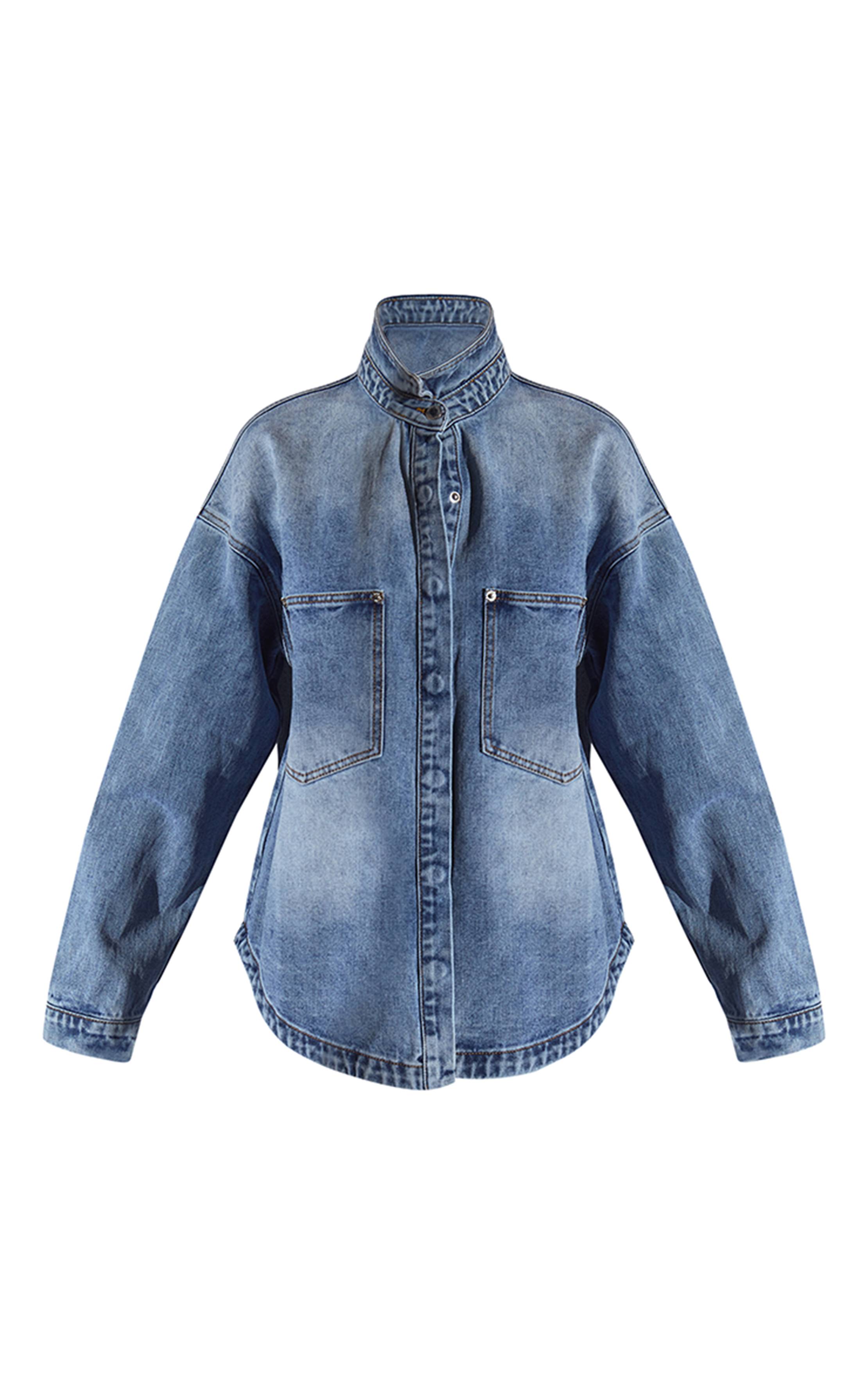 Mid Blue Wash Chemise En Jean Oversize