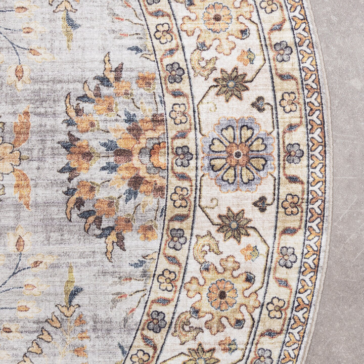 Rond vintage buitenkleed - Santo Flora Lichtgrijs