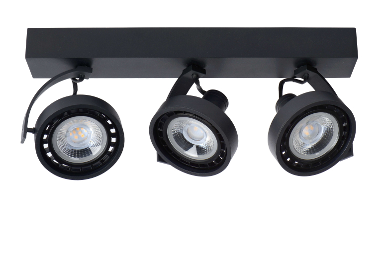 Lucide Dorian 3 spot LED dim to warm zwart