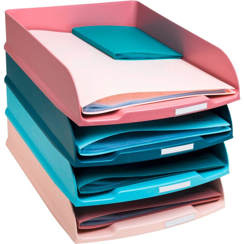Lot de 4 corbeilles à courrier Exacompta Combo Styli Skandi couleurs assorties