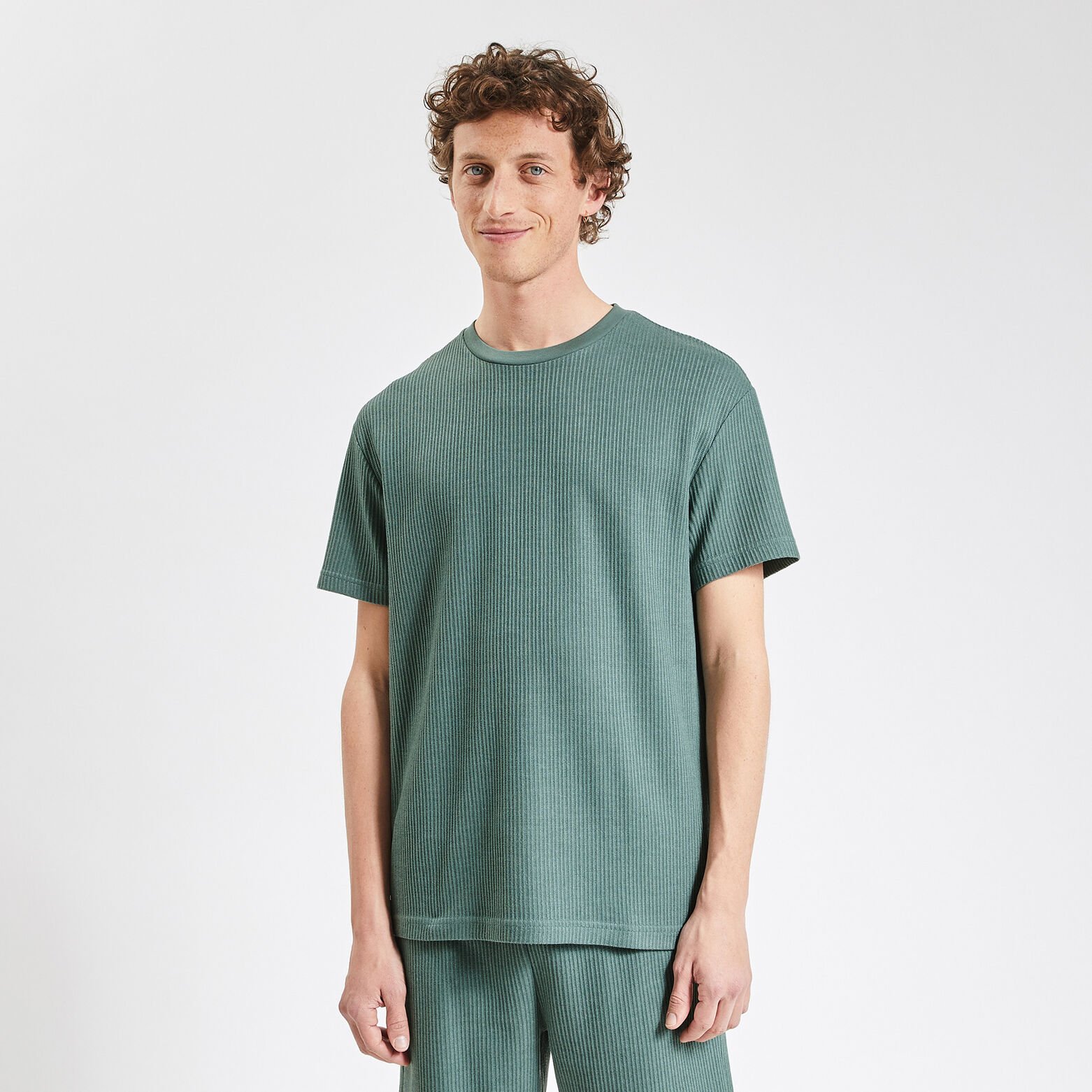 Tee shirt matière gaufrée Vert clair