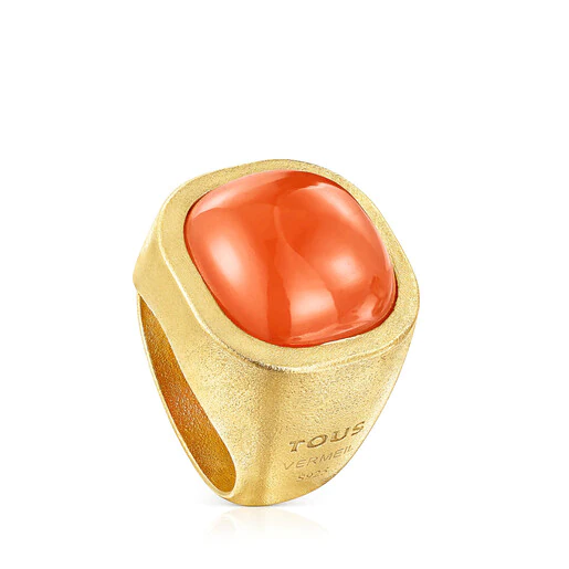 Anel Nattfall banhado a ouro 18k sobre prata e cornalina.