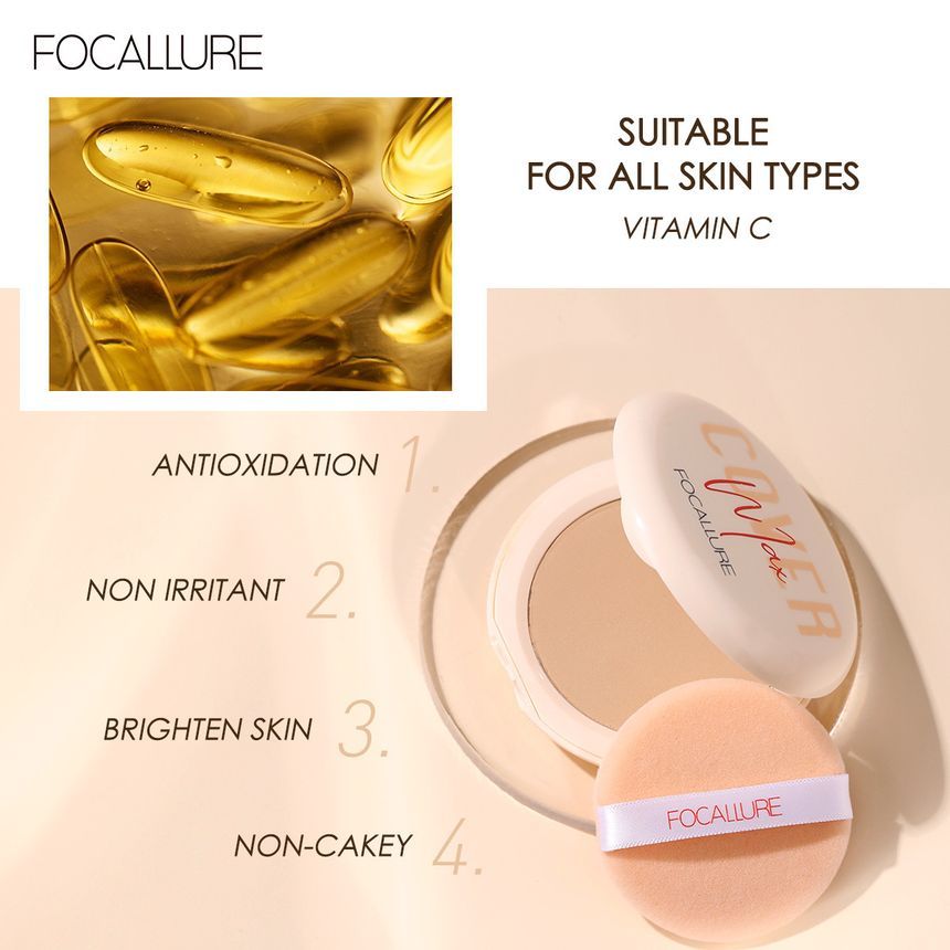 FOCALLURE - Covermax Two-way-cake Pressed Powder - 3 kleuren