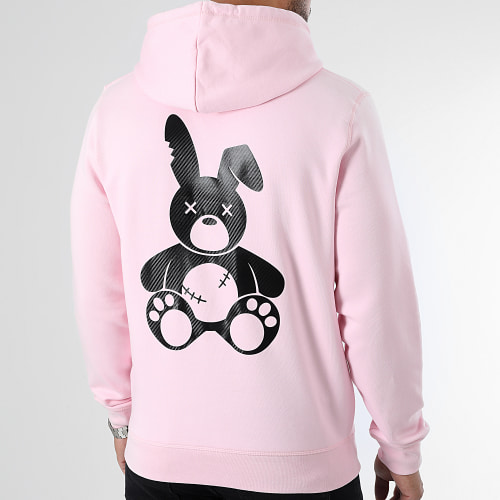 Sweat Capuche Carbone Lapin Rose Noir