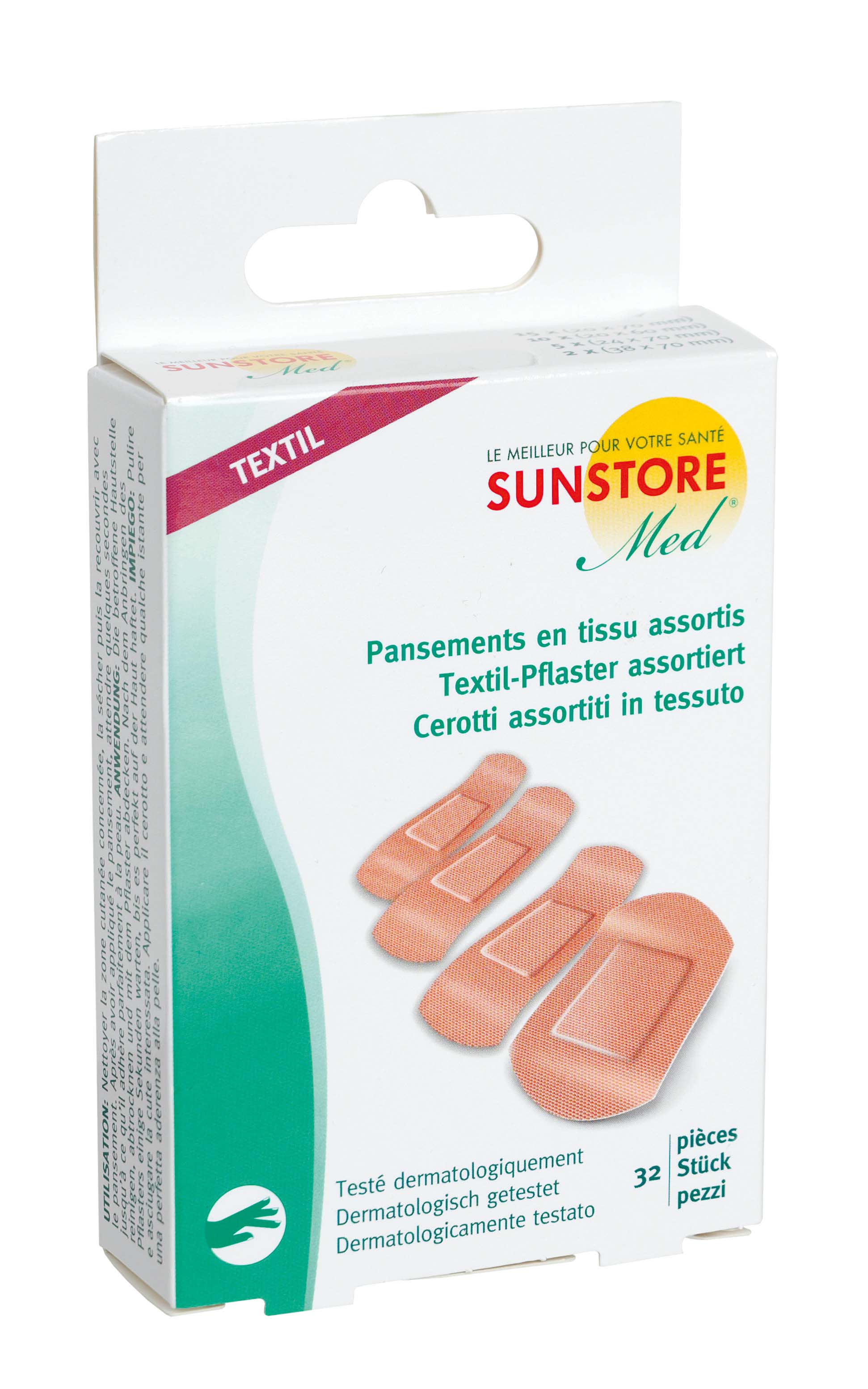 Sun Store Textil-Pflaster<br>32 Stück, assortiert