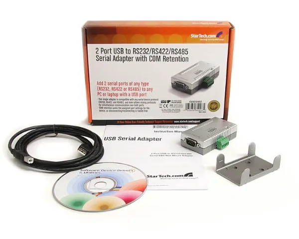 Startech.com USB auf 2x Seriell Adapter - USB zu RS232 / RS422 / RS485 Seriell Konverter (COM) - Serieller Adapter - USB 2.0 - RS-232, RS-422, RS-485 - 2 Anschl?sse - Grau (ICUSB2324852)