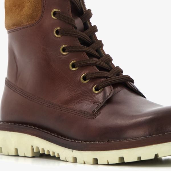 Groot leren jongens veterboots donkerbruin