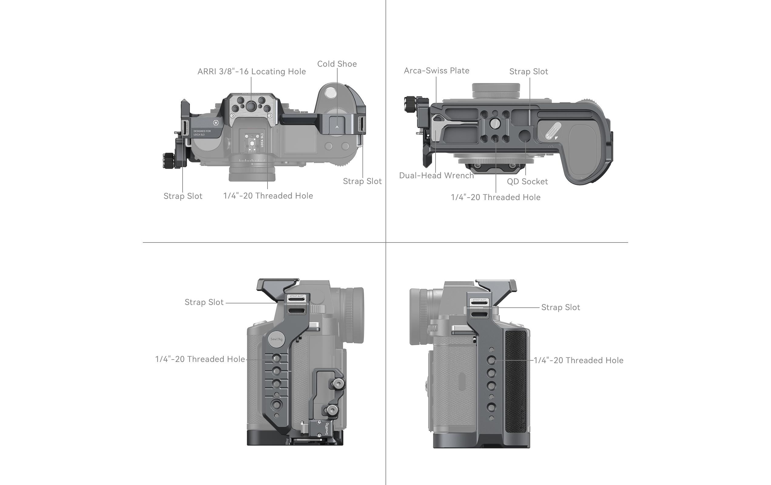 Cage für Leica SL3<br>Kamerakäfig zum Schutz der Kamera und zur Befestigung von Zubehör