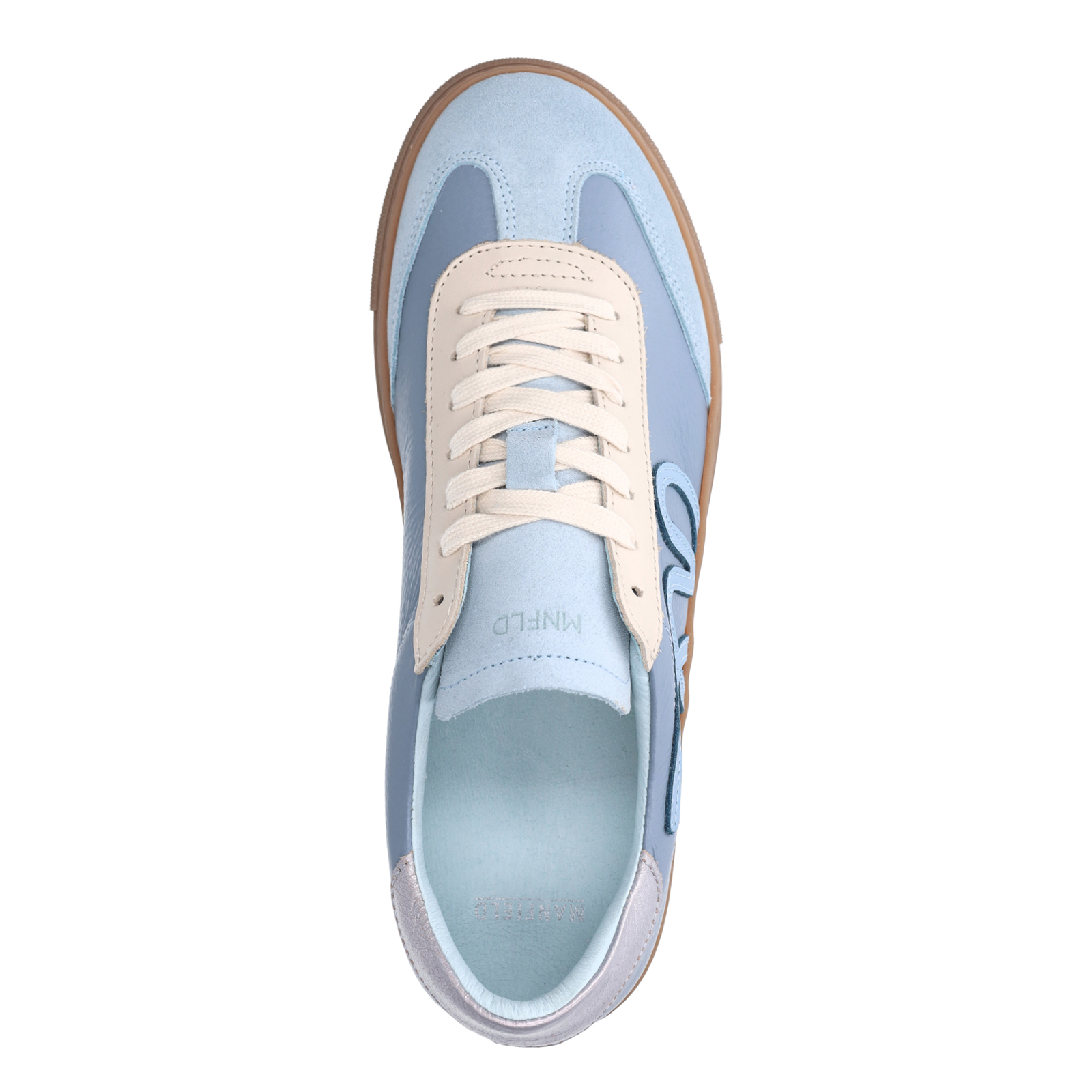 Blauwe leren sneakers