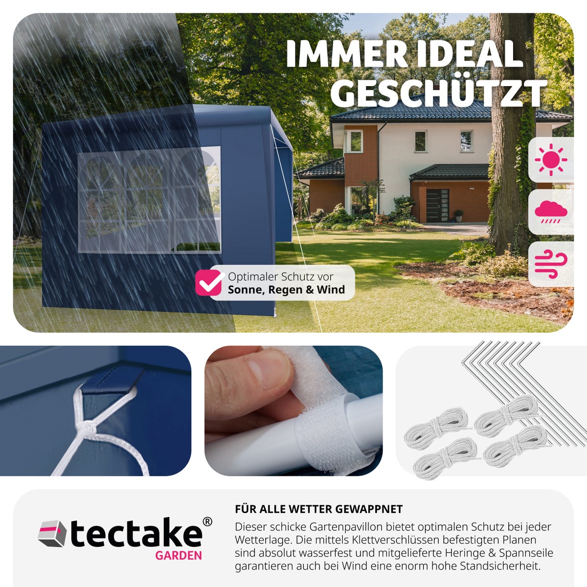 tectake Baraban 3 x 3 m paviljoen inclusief scheerlijnen en haringen