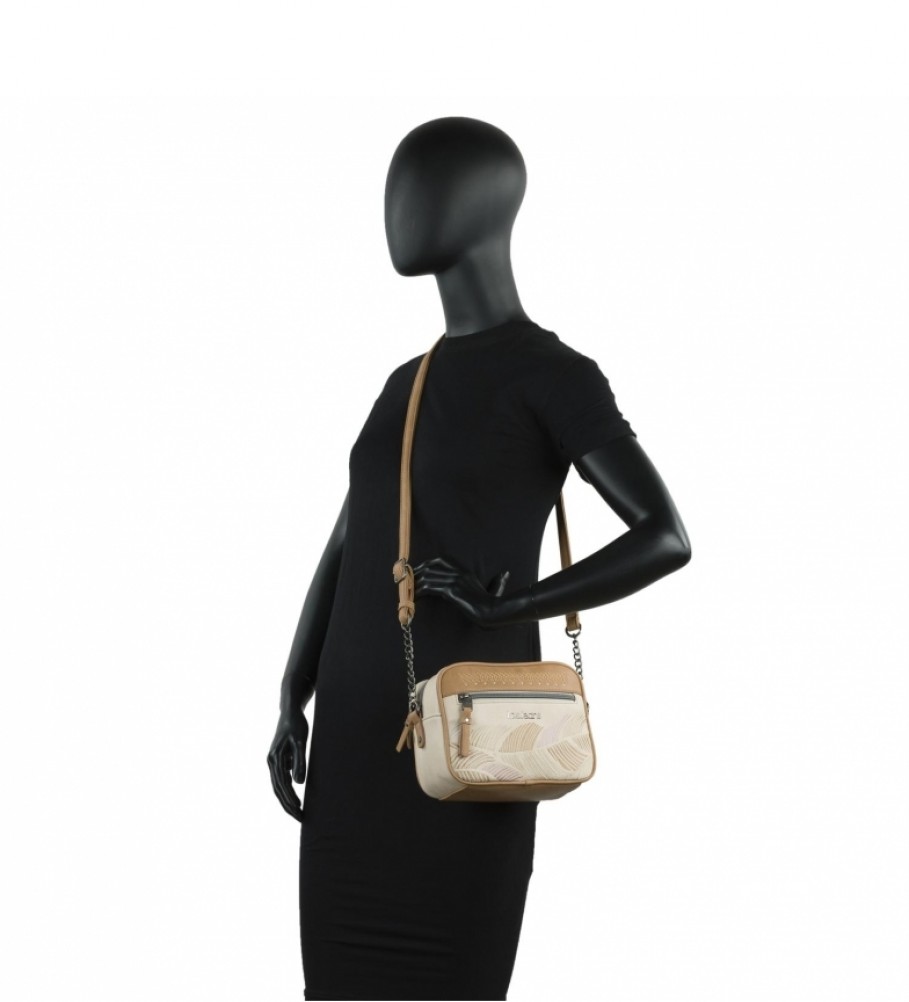 Bolsa de ombro Lois Galatea bege e marrom