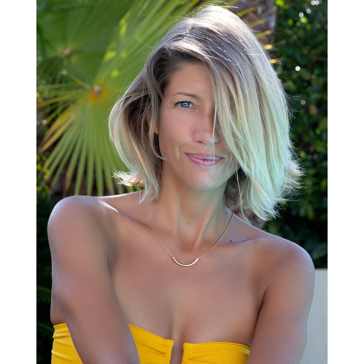 Collier acier jaune tube arrondi 40+5cm