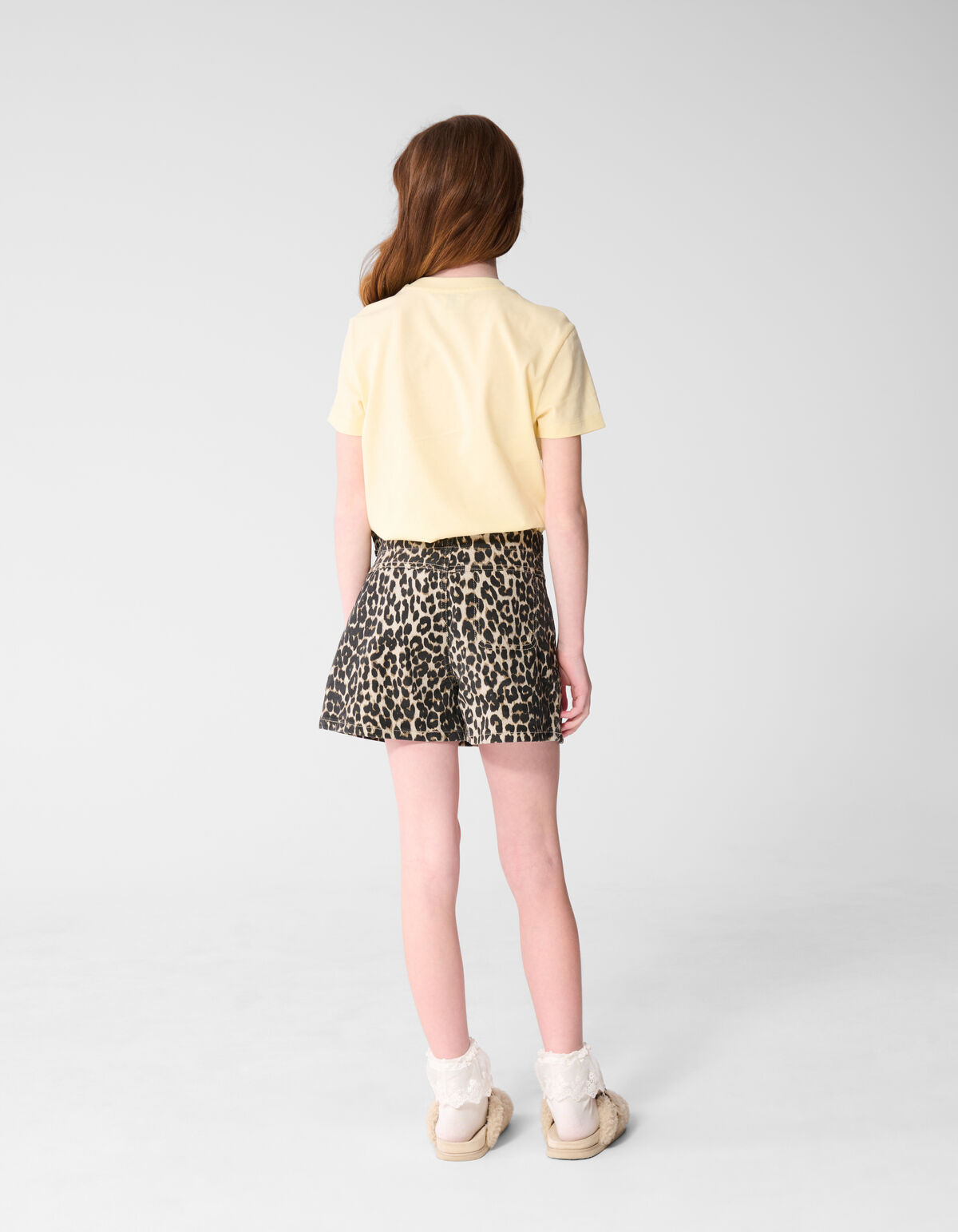 Denim Leopard Skort Bruin