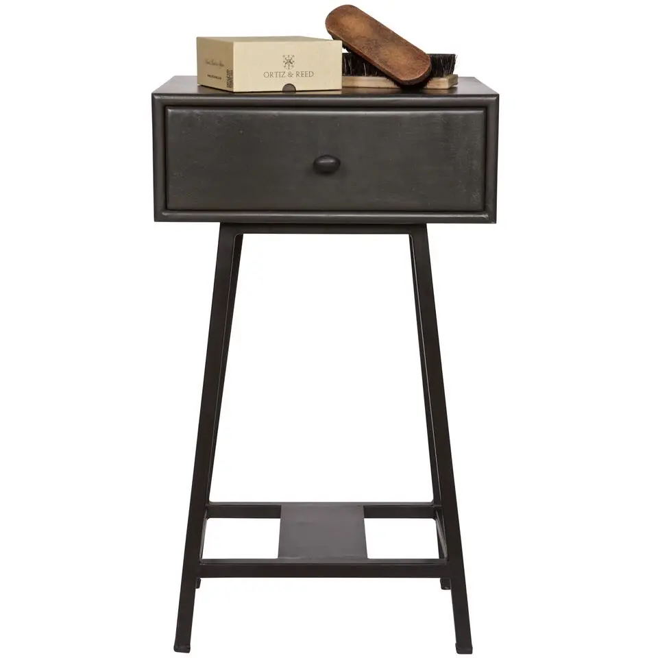 WOOOD Skybox Sidetable - Hout/Metaal - Zwart - 70x45x30