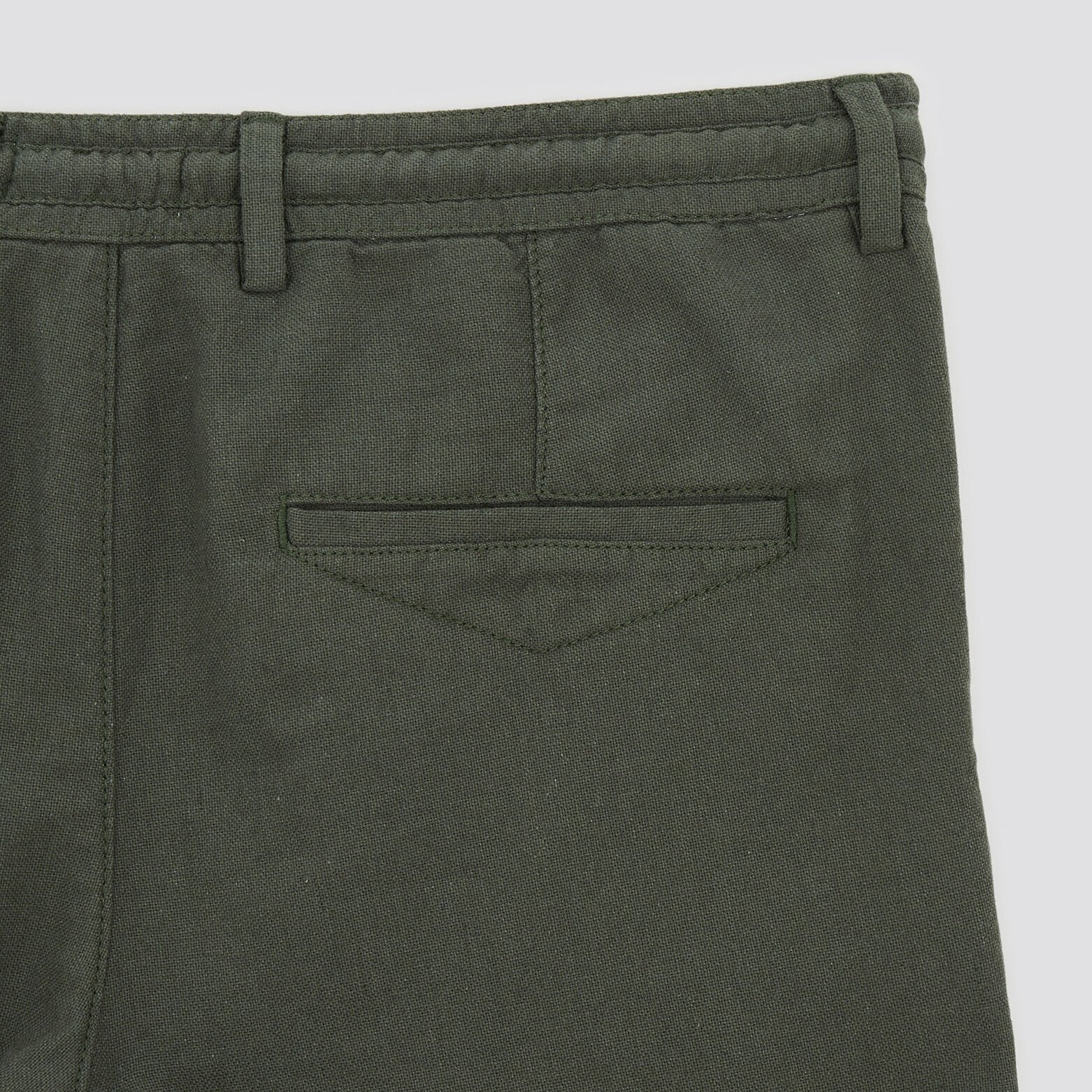 Bermuda uni en coton lin Vert kaki
