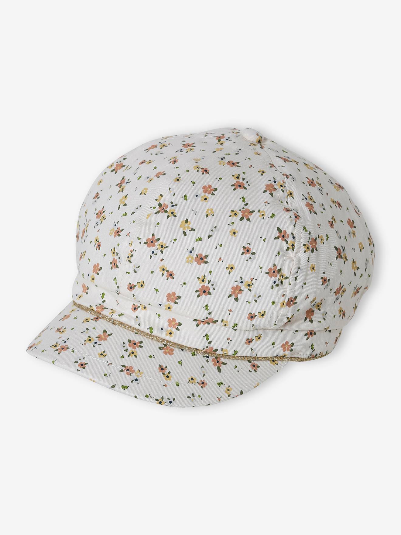 Boné Gavroche estampado para menina, cru