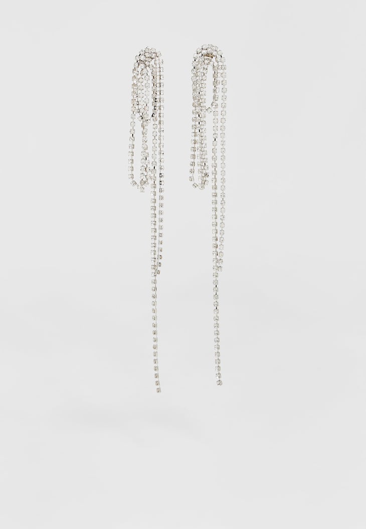 Brincos de corrente com strass