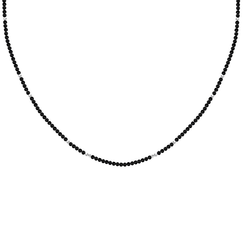 Collier Perles Facettées de Spinelle et Perles Argent
