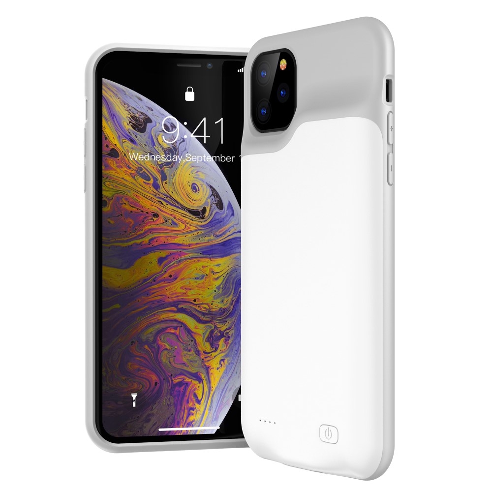 iPhone 11 Pro Max Backpack Akku Case (6500mAh) Schutzhülle - Weiss / Grau