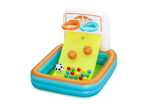 Bestway 52728 Multifunktionel oppustelig pool med bolde Basketball og fodbold 1,20 m x 1