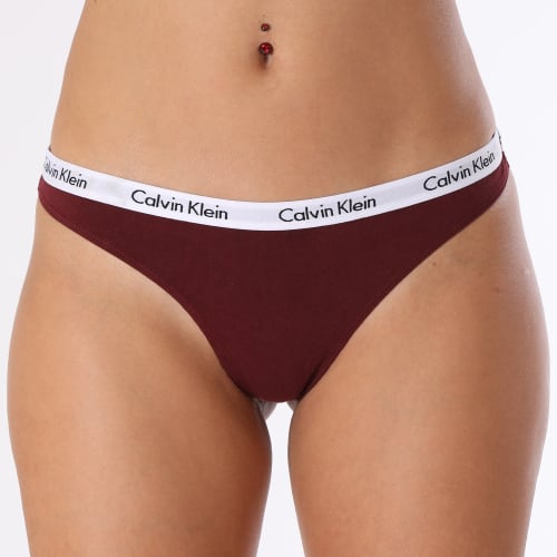 Lot De 3 Strings Femme QD5145E Noir Bordeaux Orange